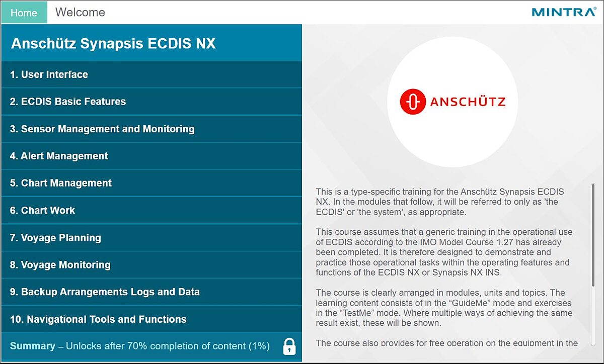 Anschütz Synapsis ECDIS NX Training