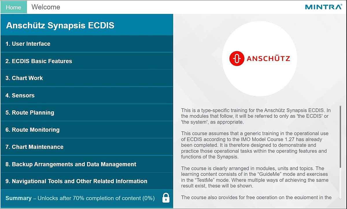 Anschütz Synapsis ECDIS Training