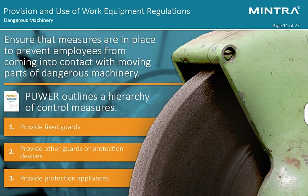 Provision and Use of Work Equipment Regulations PUWER Training 3