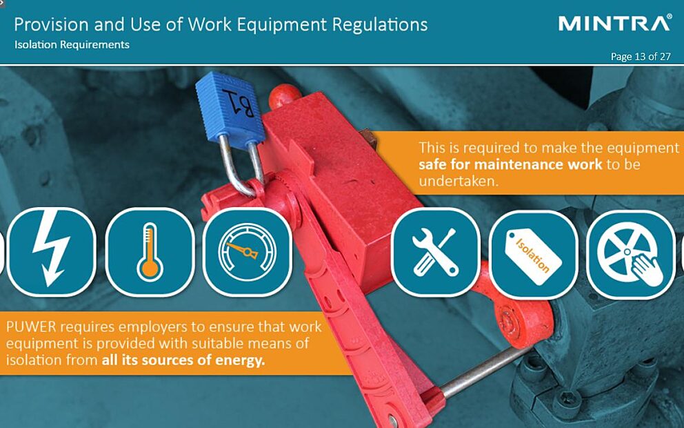 Provision and Use of Work Equipment Regulations PUWER Training 4