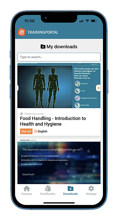 Trainingportal App offline iphone13blue portrait