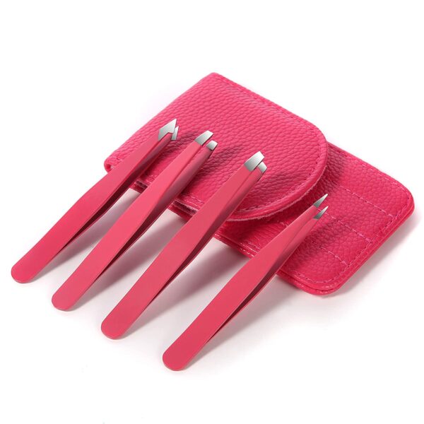 Bright Pink Eyebrow Tweezers Set